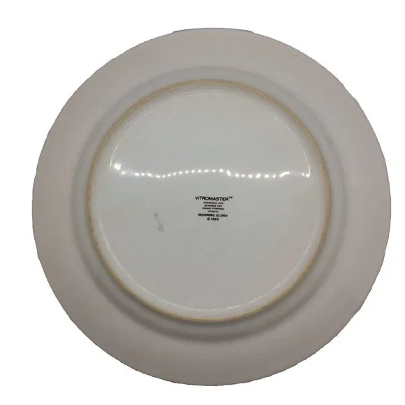 3 Vitromaster 10.5" Dinner Plates Stoneware 1993 Morning Glory Pattern